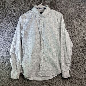 G By Guess Men's S Button‎ Up Long Sleeve Collar Shirt Floral Black/White